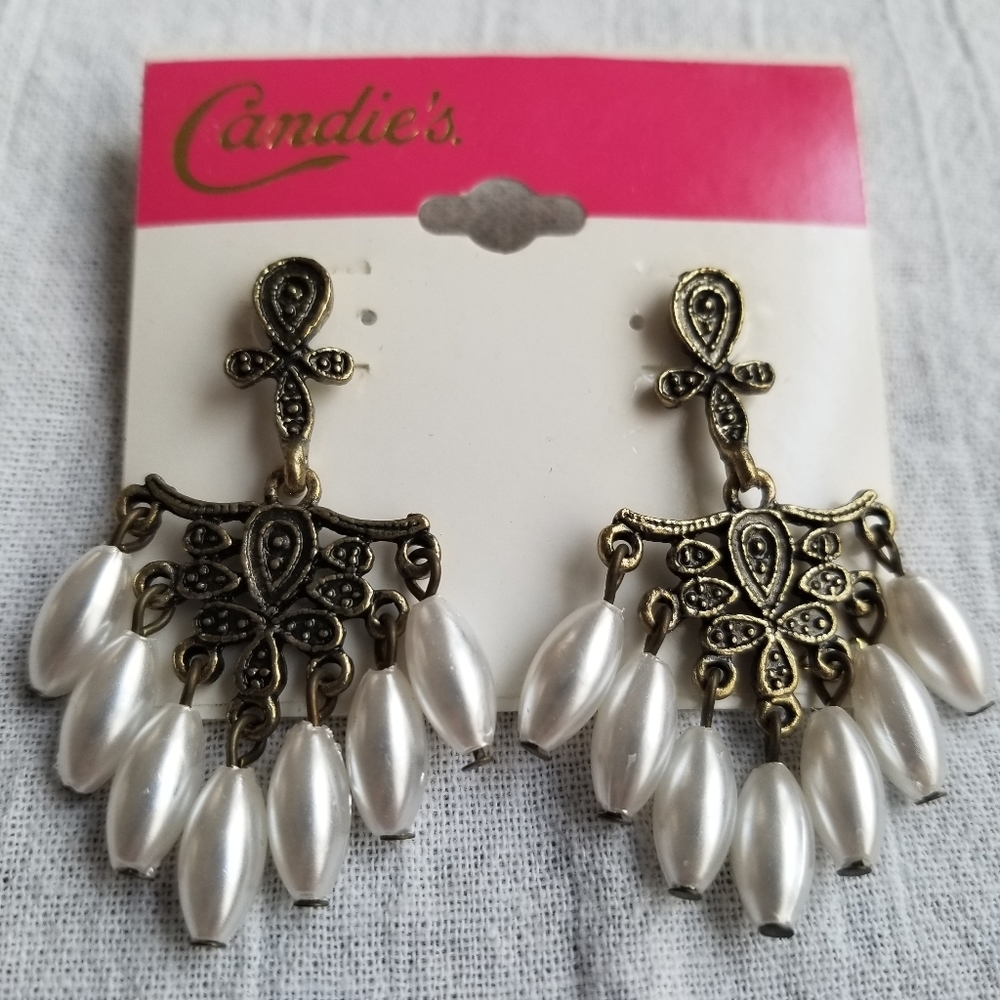 💥 Candies Bronze Chandelier Beaded Earrings